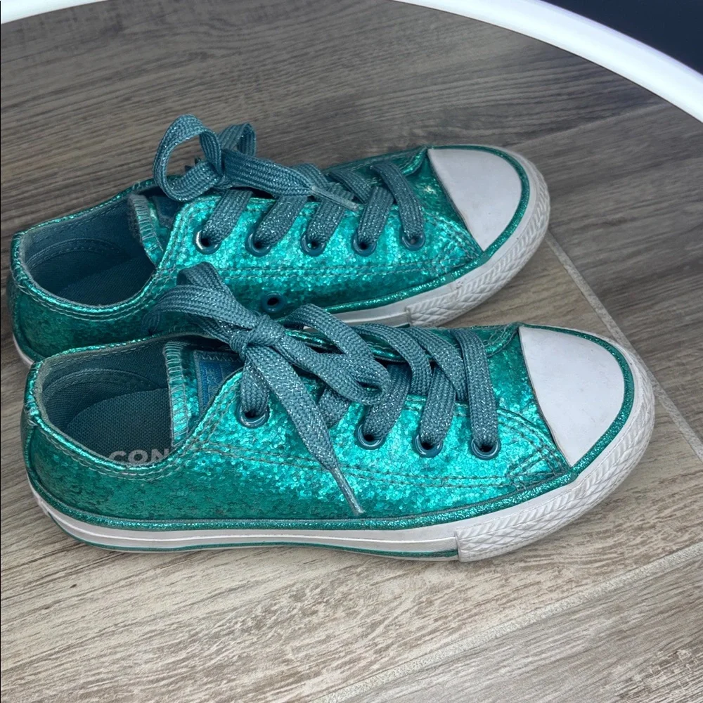 Converse Kids Shiny Teal Sneakers size 12 in great condition